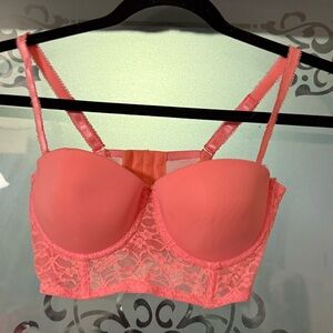 Lace Push-Up Bra in Coral